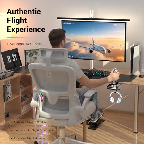 SILVIP Flight Hotas Desk Mount - Flight Simulator Joystick/Throttle/Hotas Mount Clamp with Headphone Holder Compatible with Thrustmaster, Logitech, Turtle Beach & Winwing Flight Sim Hotas, Black