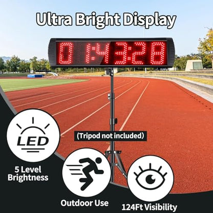 Portable 5 inch High 6 Digits LED Race Clock with for Running Events, Countdown/up Digital Race Timer, 12/24-Hour Clock,LED Stopwatch by Remote Control - style: Remote&APP Control