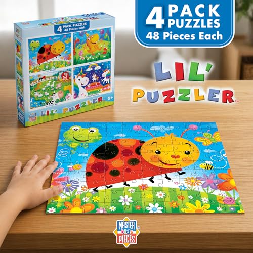 MasterPieces – Jigsaw Puzzle Set for Kids 6+ Years, 4-Pack of 48 Pieces, Educational and Fun Game, Lil Puzzler Collection, Gift Idea for Children, 8" x 10" - style: Lil Puzzler