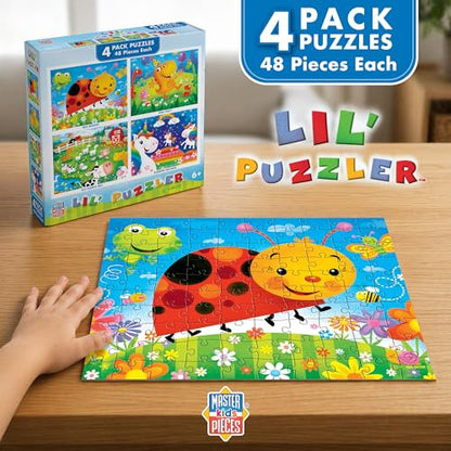 MasterPieces – Jigsaw Puzzle Set for Kids 6+ Years, 4-Pack of 48 Pieces, Educational and Fun Game, Lil Puzzler Collection, Gift Idea for Children, 8" x 10" - style: Lil Puzzler