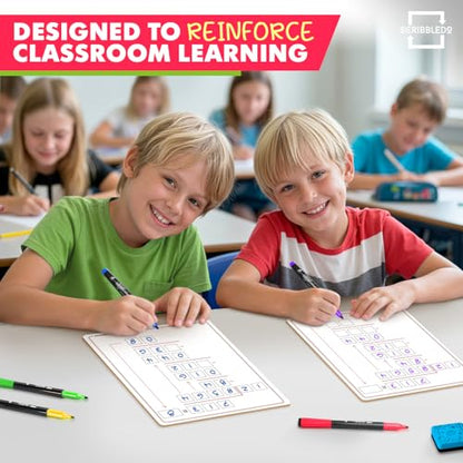 SCRIBBLDO 11”x14” Double-Sided Division Dry Erase Board Math Practice Whiteboard with Boxed Layout 2-Digit Divisors Reusable Learning Tool for Teachers Classrooms Homeschool & Special Education