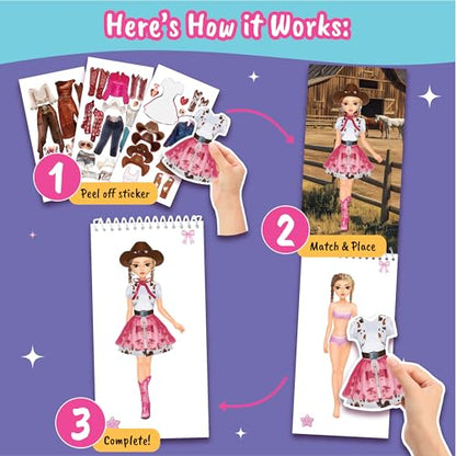 Cowgirl Sticker Book – Fashion Activity Book for Girls | Dress up designs with stickers and style guides; sparks creativity for little designers ages 5 and up. - color: Sticker Dress Up Cowgirl