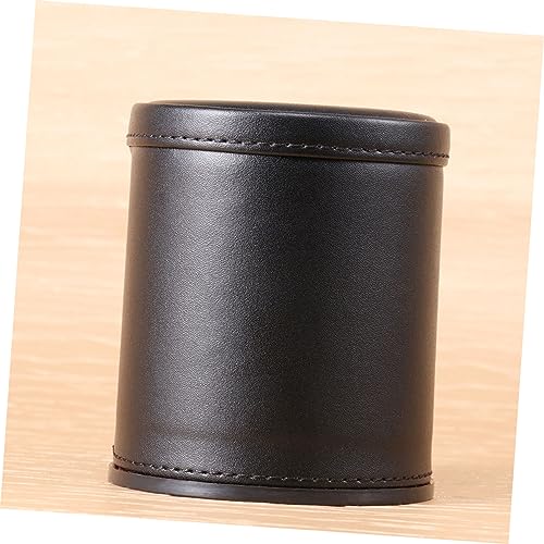 ibasenice 3pcs Dice Game Box Dice Cup Pu Leather Storage Cups Entertainment Games Toy - color: Black+redx3pcs, size: 8X9.2CMx3pcs