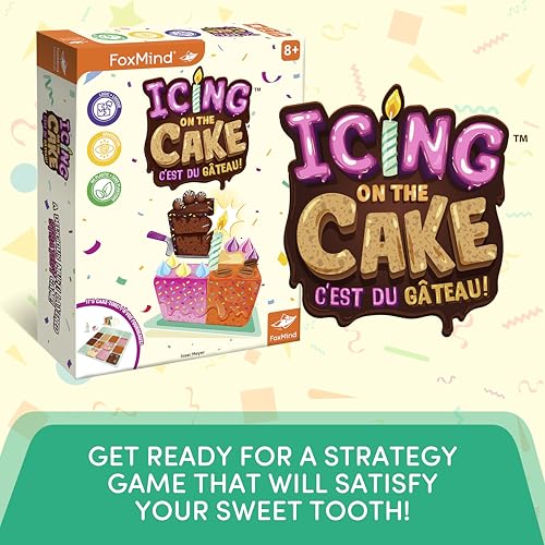 Foxmind Icing On The Cake Quick Food Board Game, Kids Strategy Board Games for Ages 8 and Above, 15 Minute Kids Board Games for Two Players or More, Fun Family Night Board Game