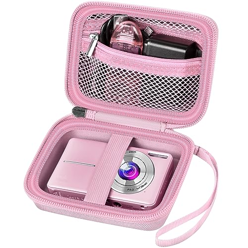 ALKOO Case Compatible with CAMKORY Digital Camera/for VAHOIALD FHD 1080P Digital Point and Shoot/for Kodak PIXPRO FZ55/ FZ45 16MP Vlogging/for IWEUKJLO, Holder for SD Card More- Pink (Box Only) - color: Pink