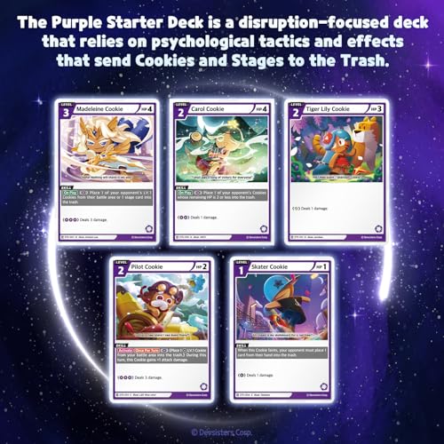 CookieRun Trading Card Game: Starter Deck Purple | 2 Player Competitive TCG | 20 Minutes | Includes 60 Cards - style: Purple