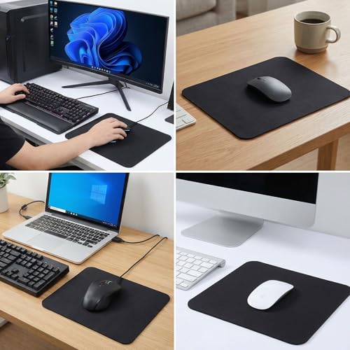 25 Pack Computer Mouse Pad, Waterproof Mousepads Bulk with Non-Slip Rubber Base, Smooth Textured Surface for Gaming, Office, Home, Laptop & Desktop Computers, Black, 7.09 x 8.66 Inch