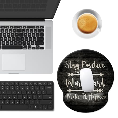 Mouse Pad Wrist Support,Ergonomic Mouse Pad with Wrist Rest,Comfortable Mousepad with Smooth Wrist Rest,Pain Relief Mouse Pads for Non-Slip Base,Computer,Laptop,Office,Home(Black Inspirational Quote) - color: Black Inspirational Quote