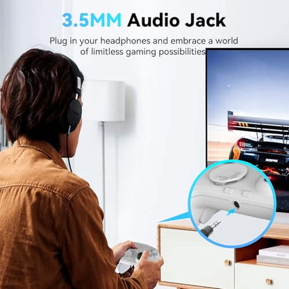 ROTOMOON HD151-S Wireless Game Controller with 7 Colors LED Lighting Compatible with Xbox One S/X, Xbox Series S/X, with 2.4G Wireless Adapter, 3.5mm Audio Jack Gaming Gamepad, Turbo/Programmable - color: Light white