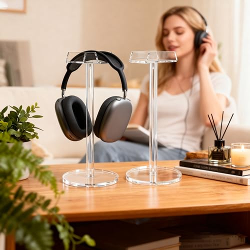 Acrylic Desktop Headphone Holder, Countertop Accessories Stand,Universal for All Music Gaming Headsets 1 Pack(DP015) - color: clear