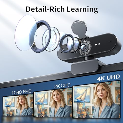 EMEET NOVA 4K Webcam with Tripod, PDAF Autofocus, Adjustable Heights | 360° Swivel Head, 2 Noise-Cancelling Mics, USB Plug&Play, Privacy Cover, Ideal for Online Meetings&Live Streaming - style: 4K Tripod 360° Swivel
