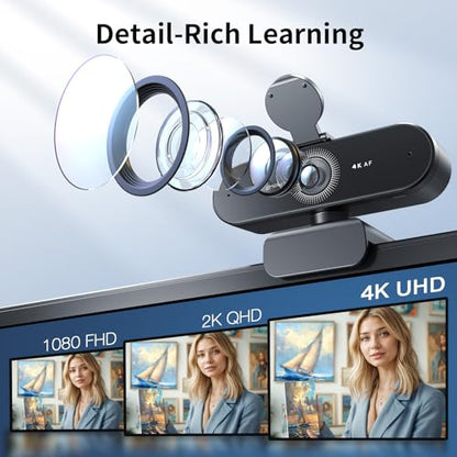 EMEET NOVA 4K Webcam with Tripod, PDAF Autofocus, Adjustable Heights | 360° Swivel Head, 2 Noise-Cancelling Mics, USB Plug&Play, Privacy Cover, Ideal for Online Meetings&Live Streaming - style: 4K Tripod 360° Swivel