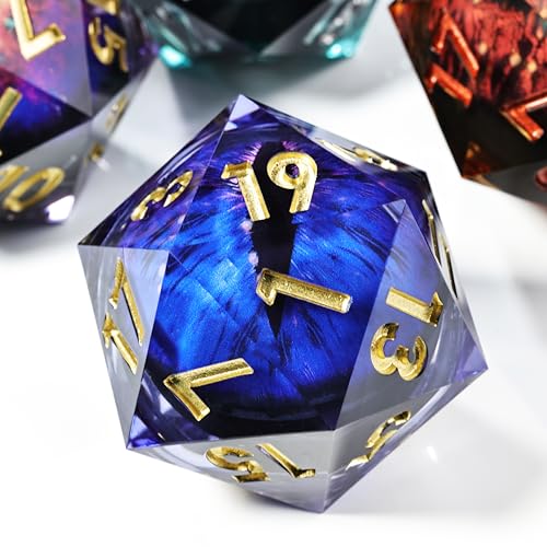 Mini Planet Dungeons and Dragons 50mm Chonk D20 Liquid Core Polyhedral Aqua Resin Sharp Edge Dragon Eye Dice 4 - color: Dragon Eye Dice 4