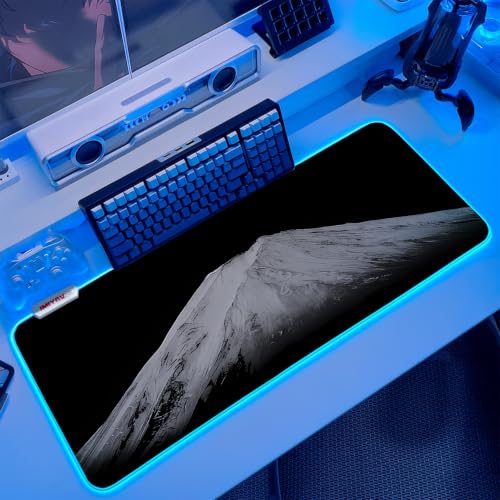 JMIYAV White RGB Gaming Mouse Pad 31.5x12 Inch PC XL Large Extended Glowing Led Light Up Desk Pad Non-Slip Rubber Base Computer Cute Mousepad Mat Desk Accessories Gaming Setup 89-4 - color: Monolith Peak