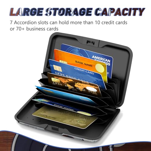 Credit Card Holder, Mini RFID Small Aluminum Card Wallet Business Card Case | Blocking Slim Metal RFID Blocking Front Pocket Wallet Hard Case Durable CC Holder for Women Men, Retro Music Player - color: Retro Music Player