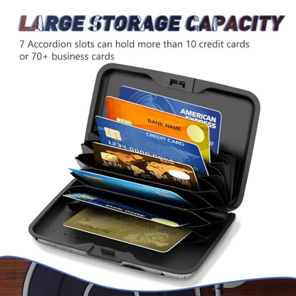 Credit Card Holder, Mini RFID Small Aluminum Card Wallet Business Card Case | Blocking Slim Metal RFID Blocking Front Pocket Wallet Hard Case Durable CC Holder for Women Men, Retro Music Player - color: Retro Music Player