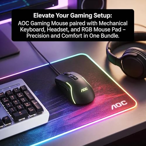 AOC Wired Gaming Mouse, 7200DPI RGB Ergonomic Computer Mouse with Optical Sensor Game Corded Mouse, 7 Programmable Buttons, USB Gaming Mice for Laptop, PC GM170