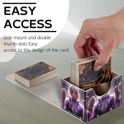 Trading Card Storage Box, Holds 100+ for MTG Cards, PU Leather with Magnetic Closure, Fantasy Female Elf Group Durable Deck Box for Magic the Gathering, Trading Card Games - color: Fantasy Female Elf Group