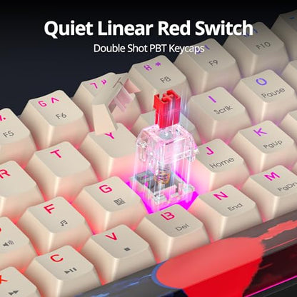 Orange Mechanical Gaming Keyboard 60 Percent, Red Switch RGB Keyboard 60%, 61 Keys Small Wired Key board, PBT Keycaps Anti-Ghosting Mini Keyboards for Business Trips, Game/Office (61 Carbon) - color: 61 Carbon/Red Switch