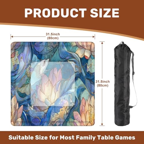 Mahjong Mat 31.5" x 31.5" Tranquil Pond Watercolor Art Lotus Flowers Vibrant Fish Non-Slip Noise Reduction Mahjong Tiles Table Cover for Dominoes Poker Card Board and Tile Games - color: Color6