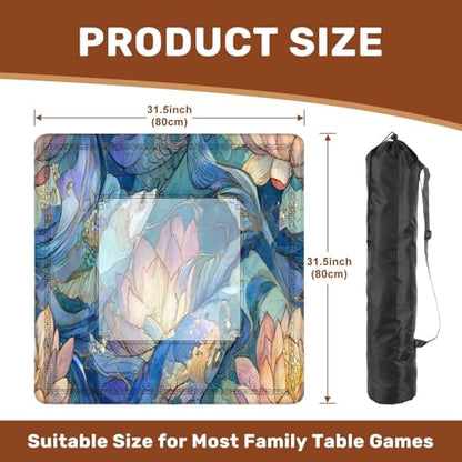 Mahjong Mat 31.5" x 31.5" Tranquil Pond Watercolor Art Lotus Flowers Vibrant Fish Non-Slip Noise Reduction Mahjong Tiles Table Cover for Dominoes Poker Card Board and Tile Games - color: Color6