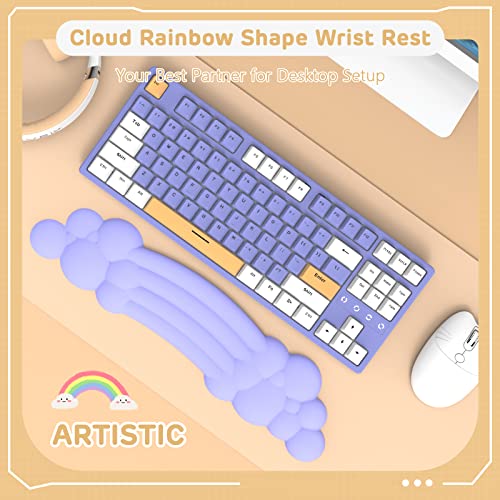 ZIYOU LANG 65% Wired RGB TKL Portable Mechanical Gaming Keyboard Purple Blue Switch with Coiled Cable and Purple Cloud Wrist Rest for PC Mac Gamer
