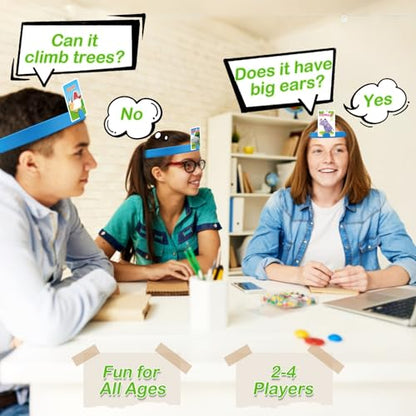 Headbands Game for Kids – Guessing Board Game to Boost Vocabulary, Critical Thinking, and Social Skills – Quick Question Family Game Night for 2–4 Players – Travel-Friendly Fun (Animal Theme) - style: Animal
