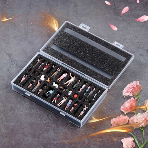 Clear Miniature Figure Storage Case,36 Slot Figurine Minature Organizer Case,3 Layer Foam Dustproof Protector Box for 1/64 1/87 Figure Model Accessories(6.5 * 3.7 * 1.2in) - size: 6.5*3.7*1.2in