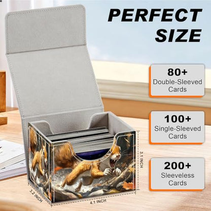 DEGDFSGR Card Game Storage Box TCG Deck Box MTG Card Box Organizer Trading Card Case Commander Deck Box TCG Card Storage Box Magnetic Closure Creative Pattern Up to 200 Cards, A Cute Brown Squirrel - color: A Cute Brown Squirrel