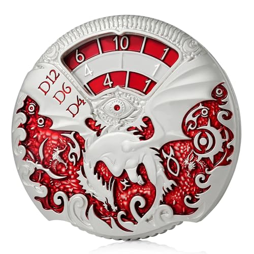 DND Spinner Metal Dice Set DNDND 7-in-1 Spinner D&D Dice Set with Luxurious Gift Box for Dungeons and Dragon and Tabletop Game (Silver with Red) - color: Dragon Silver Red
