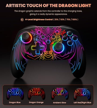 PC Controller with Hall Effect Joysticks & Trigger, Wireless PC Gaming Controller with Charging Dock & RGB Design, 1000Hz Polling Rate, No Drift, Programmable Back Buttons, Turbo, Gaming Controller for Windows PC/Switch/Android/iOS - color: Black