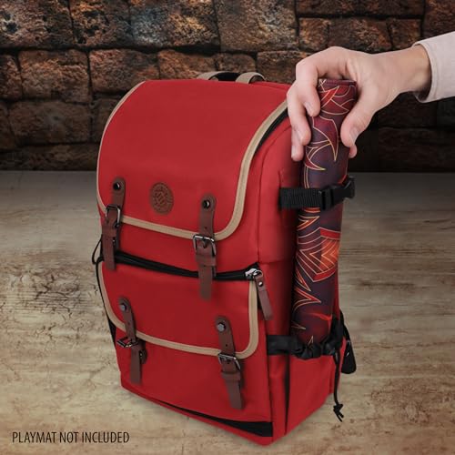 ENHANCE Designer Edition TCG Backpack - MTG Deck Bag Card Binder Space, TCG Deck Box Storage, MTG Playmat Holder - Card Storage Compatible with Magic the Gathering, Pokemon, Lorcana (Canvas Red) - color: Canvas Red