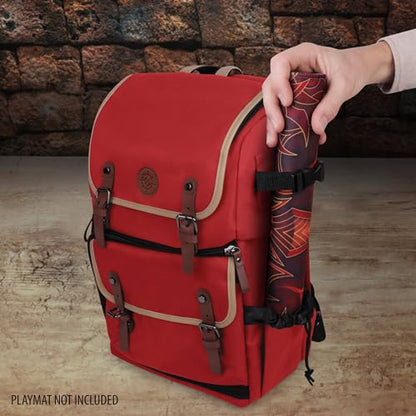 ENHANCE Designer Edition TCG Backpack - MTG Deck Bag Card Binder Space, TCG Deck Box Storage, MTG Playmat Holder - Card Storage Compatible with Magic the Gathering, Pokemon, Lorcana (Canvas Red) - color: Canvas Red