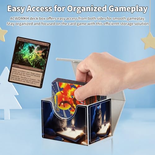 for MTG Commander Deck Box,Card Deck Box for Trading Yugioh MTG,Fits 100 Double Sleeved Cards,PU Leather Strong Magnet Case for Magic Commander TCG CCG,Cute Cat Book - color: Cute Cat Book