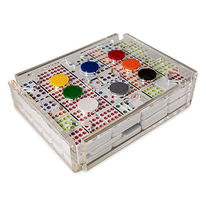 LuxeDominoes Mexican Train Dominoes Set for Adults – Modern Deluxe Clear Acrylic Double 12 Dominoes Game, 2-8 Players, Adult Game Night Gift - color: Clear