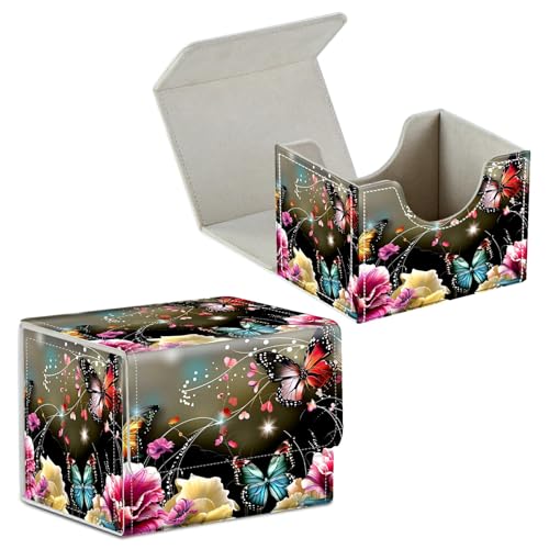 Card Deck Box for Trading Cards Commander Deck Box Card Storage Box with Strong Magnet Magic Premium Gathering Deck Box Cover for TCG CCG Magic Cards,Colorful Butterflies - color: Colorful Butterflies, size: A Card Case