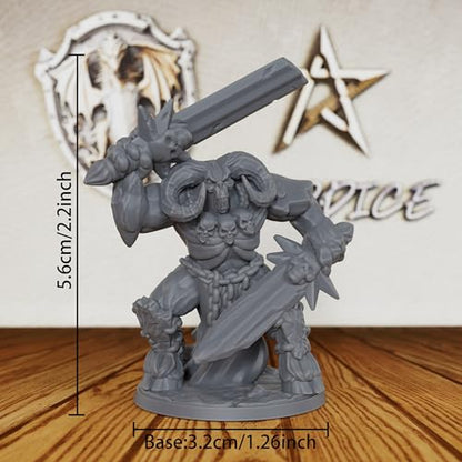 Tabletop Unpainted Miniatures for Fantasy Role Playing & TTRPG - 32mm Scale Dark Warrior Minis Figurine for Dungeon Masters, Miniature Game RPG Accessory Figure - 5.6cm Demon Warrior (AS288)