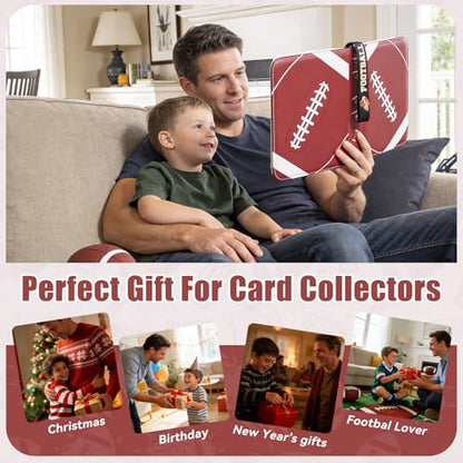440 Pockets Football Card Binder 4 Pocket, Sports Card Binder with 55 Removable Sleeves, Football Card Holder Trading Card Binder with Football Pattern Wristband Fit for MTG, TCG, Game Gifts For Boys