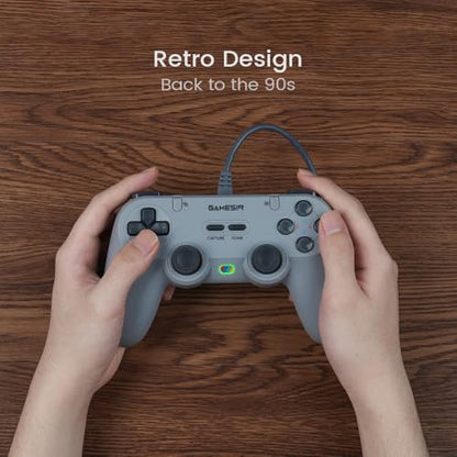 GameSir Tegenaria Wired Controller, Hall Sticks, Vibration for PC/Android | Wired Gaming Controller for PC/Switch, iOS, Android, Hall Effect Sticks, Low Latency, 1000Hz Polling Rate, Turbo - color: Retro Grey