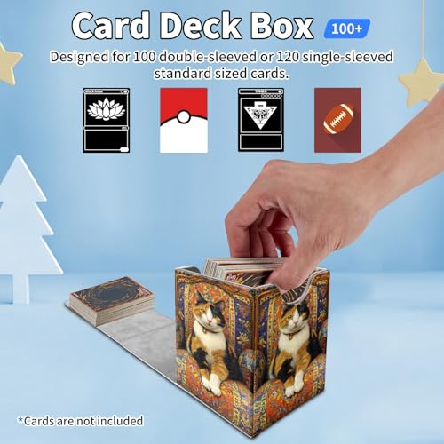 Card Deck Box for MTG Commander,Collectible Trading Storage Box Fits 120+ Single Sleeved Cards Magnetic Case PU Leather for Magic Commander TCG CCG MTG,Cute Cat Sofa - color: Cute Cat Sofa