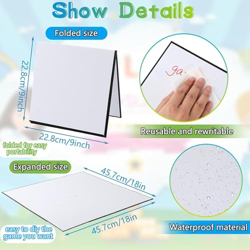 Zhanmai 4 Pcs Folding Blank Game Board 18 x 18 Inches Make Your Own Game Board, Quad Fold Dry Erase Blank Games Boards for School Classroom DIY Games Activities (4 Folds) - style: 18 x 18 in