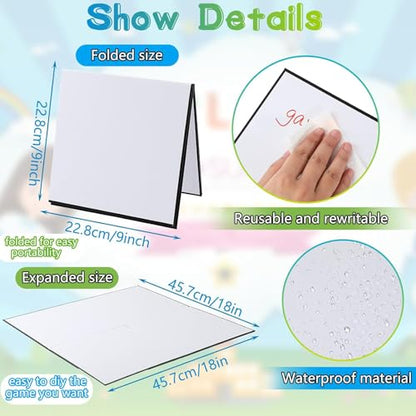 Zhanmai 4 Pcs Folding Blank Game Board 18 x 18 Inches Make Your Own Game Board, Quad Fold Dry Erase Blank Games Boards for School Classroom DIY Games Activities (4 Folds) - style: 18 x 18 in