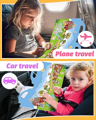 Walenced Reusable Sticker Book for Toddlers, Travel Stickers for Kids, Toddler Craft Activities Toys, Birthday Gifts for Boys & Girls - style: Farm