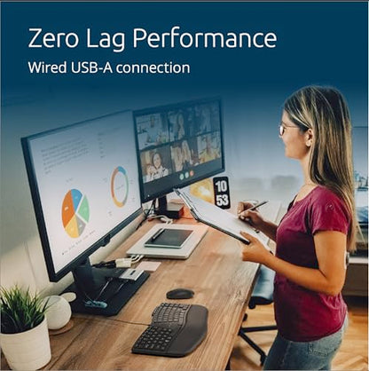 Kensington Pro Fit Ergo KB675 EQ TKL Wired Keyboard, USB-A Connection, Ergonomic Curved Design, Programmable Keys (K75497NA)