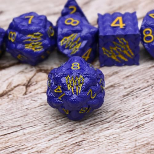 Dragon Scale Metal Dice Set-Dragon Claw,with Gift Metal Box for TTRPG Tabletop Gaming,Dungeon Masters,RPG Adventures(Purple) - color: Purple