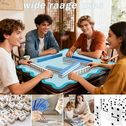 Mahjong Mat, Non-Slip Noise Reduction Gaming Mat with Scalloped Edges, 32.4x32.4 Inch Green Table Mat for Mahjong, Poker, Board Games - color: Green