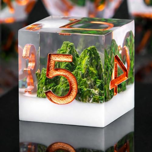 Natural Mountain Forest DND Dice Sharp Edge Handmade Dungeons and Dragon RPG Game Polyhedral Dice for Role Playing Game（Green） - color: Green-mountain