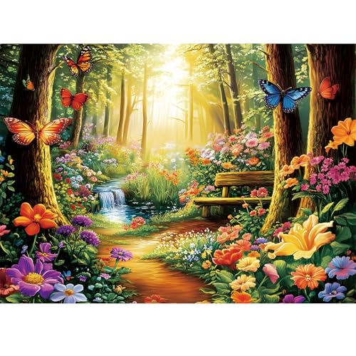 500 Piece Jigsaw Puzzle for Adults, Forest Butterfly Jigsaw Puzzle 500 Piece Forest Jigsaw Puzzles for Adult Butterfly Puzzles for Adults - Challenging Family Activity Gift 20.5 x 15 Inch - style: Forest