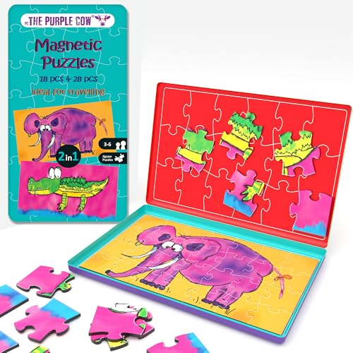 The Purple Cow Magnetic Game Box for Kids & Adults - Magnetic Puzzle Box -Improve Fine Motor Skills & Encourage Spatial Perception - Ideal for Travel - color: Mini Puzzles