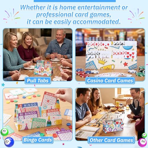4 Piece Playing Card Holders for Poker Canasta Bridge Games, Bingo Tickets Organizer Card Game Player Gifts for Adults and Seniors